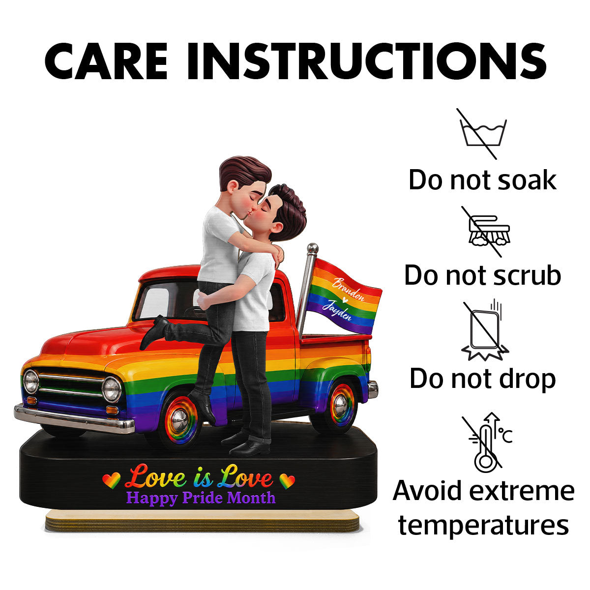 LGBT+ Couple Forever Love Wins - Personalized 2-Layered Wooden Plaque - Gift For Couple, Happy Pride Month