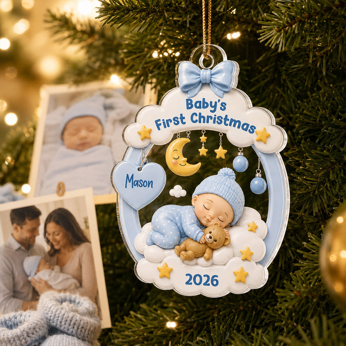Baby’s First Christmas Sleeping Baby 2D Flat – Personalized Acrylic Ornament - Christmas Keepsake
