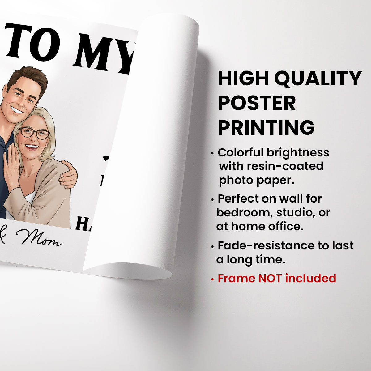 Portrait Color Drawing Style To My Son From Mom - Personalized Poster - Father's Day Gift For Son