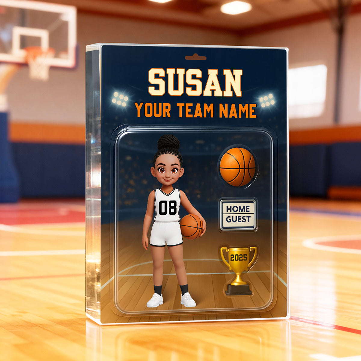 Basketball Player Custom Figure 3D Effect - Personalized Acrylic Block Plaque - Christmas Gift for Son, Daughter, Grandkids