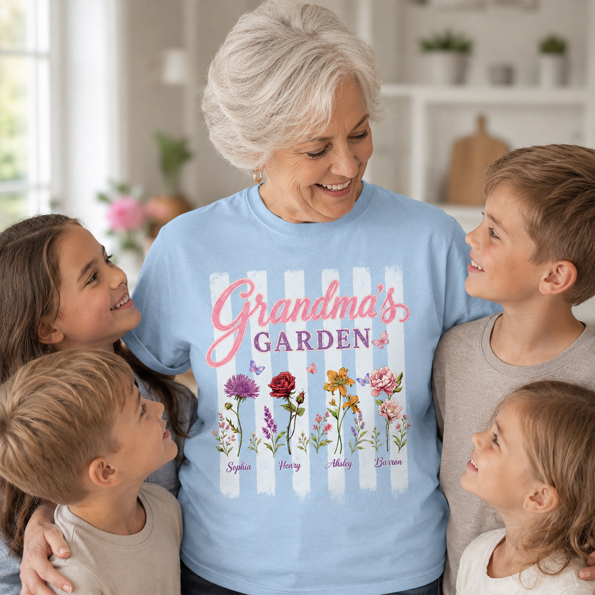 Grandma's Garden Preppy Stripe - Personalized Shirt - Trendy Summer Tee for Grandma