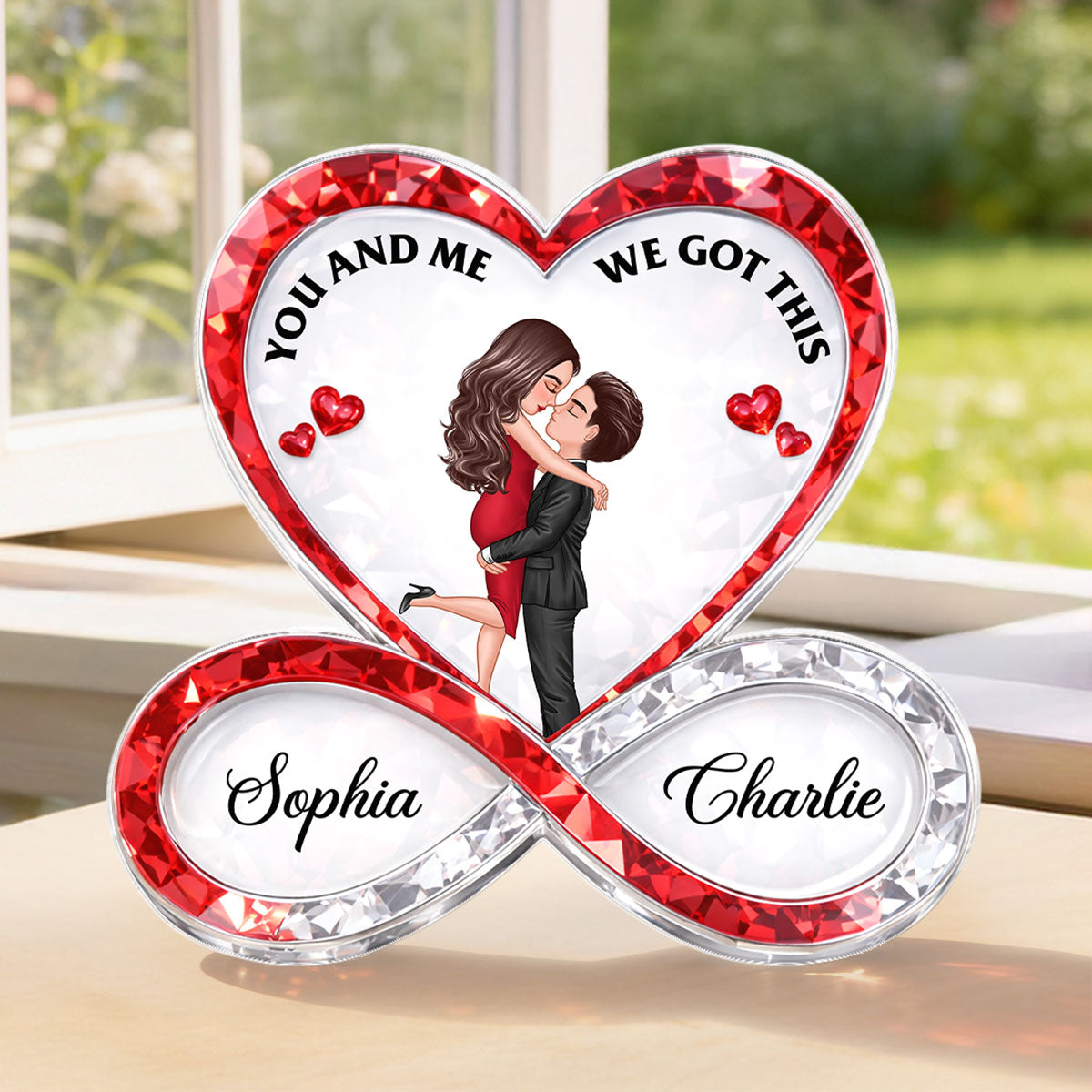 Couple Infinity Love 3D Crystal Effect - Personalized Acrylic Block Plaque - Sentimental Valentine's Day Gift for Her, for Him