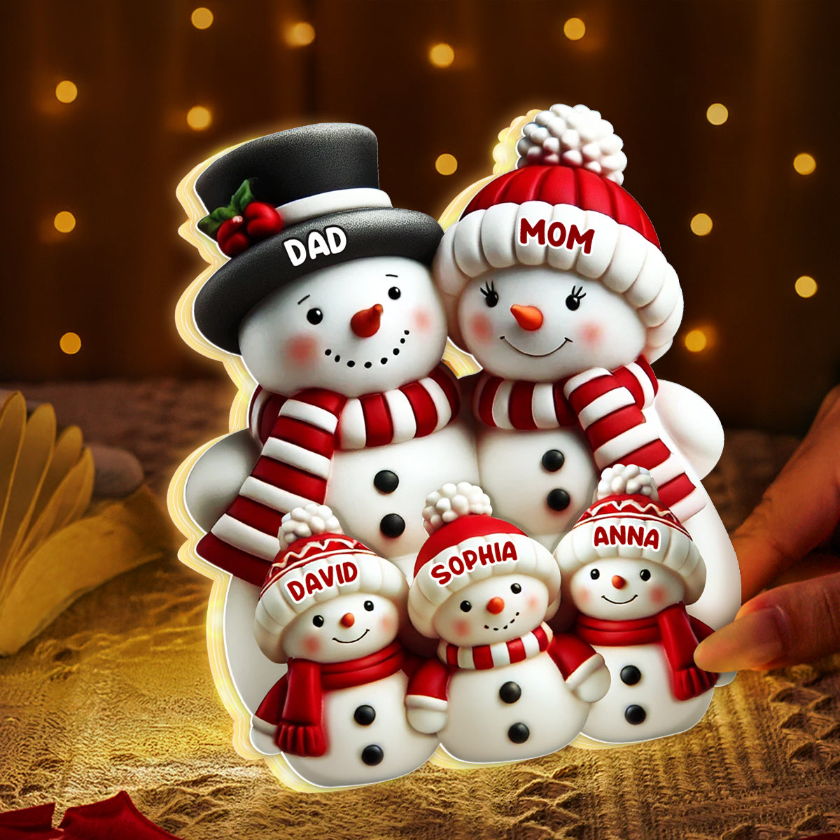 Cute Snowman 2D Flat Printed - Personalized Light Box - Christmas Decor For Family, Grandma, Grandpa