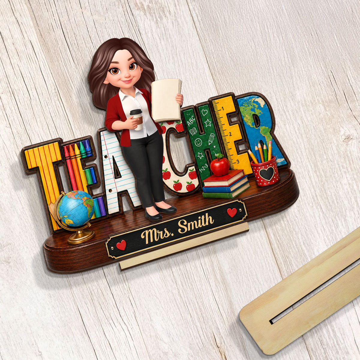 Cute Teacher Things - Personalized 2-Layered Wooden Plaque - Back To School Gift For Teacher, Classroom Decor