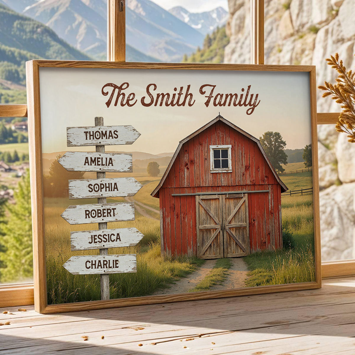 Nostalgia Barn House Family Sign Posts - Personalized Poster - Gift For Family, Farmhouse Decor