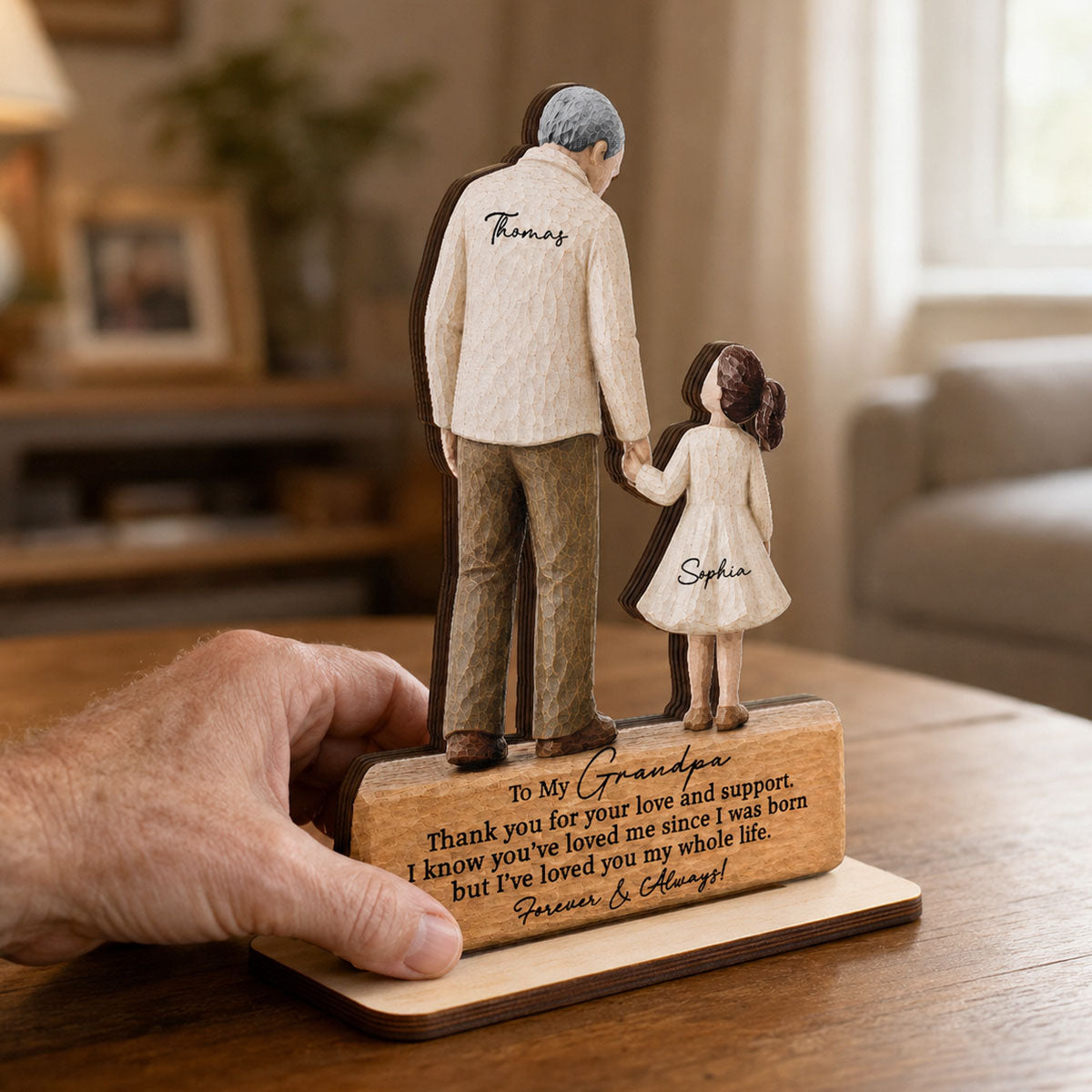 I've Loved You My Whole Life Grandpa 2D Flat Printed - Personalized 2-Layered Wooden Plaque - Sentimental  Gift For Grandpa