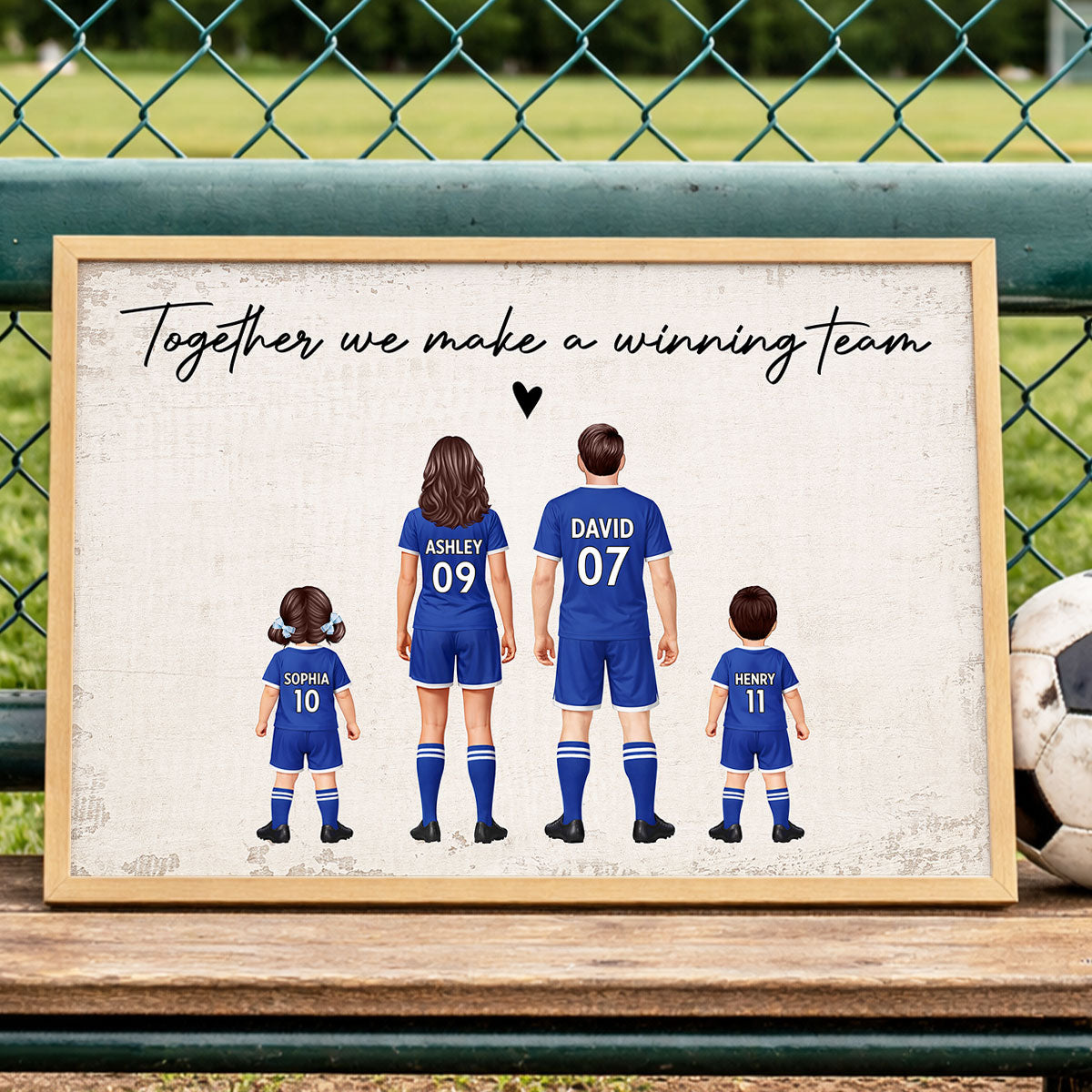 Family Dream Team Football - Personalised Poster - Gift For Football Mum, Dad