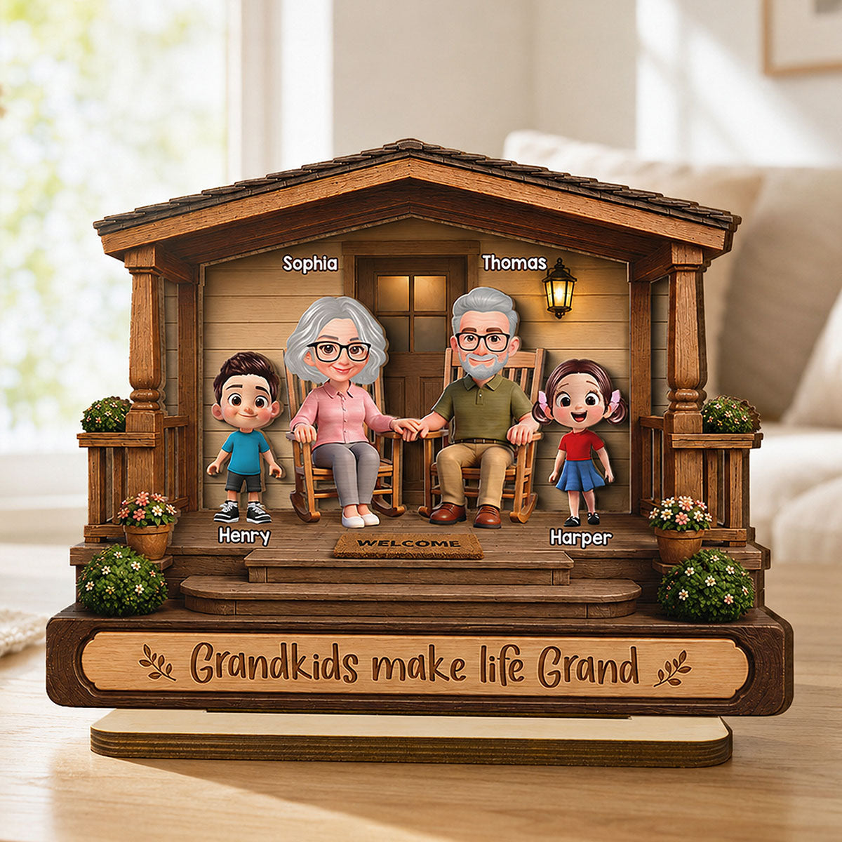 There's No Place Like Grandparents' House 2D Flat - Personalized 2-Layered Wooden Plaque - Home Decor Gift For Grandparents