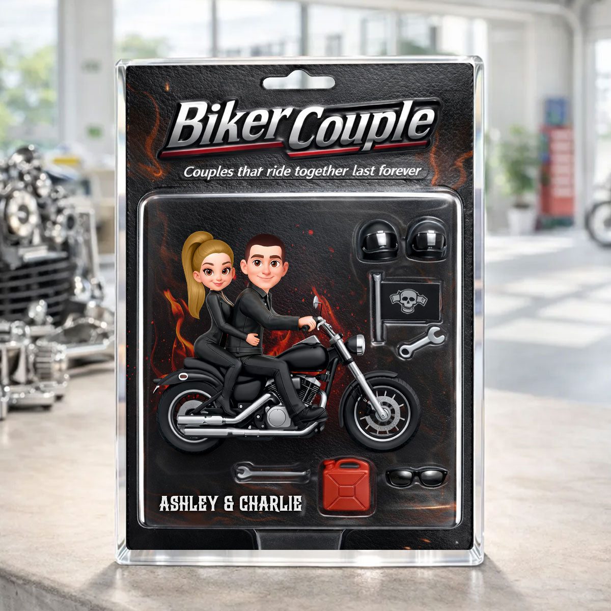 Couples That Ride Together Last Forever, Custom Action Figure Biker Couple - Personalized Acrylic Block Plaque