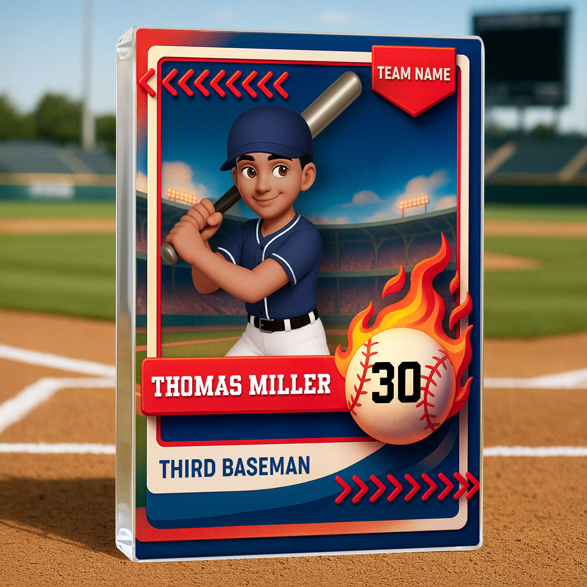Baseball Trading Card - Personalized Acrylic Block Plaque - Christmas Gift for Son, Daughter, Grandkid
