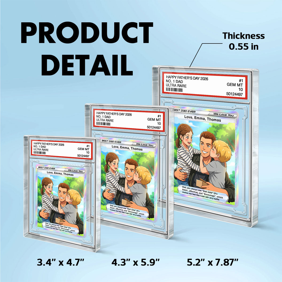 Best Dad Ever Trading Card Cartoon Style - Personalized Acrylic Block Plaque -  Gift For Dad, Husband