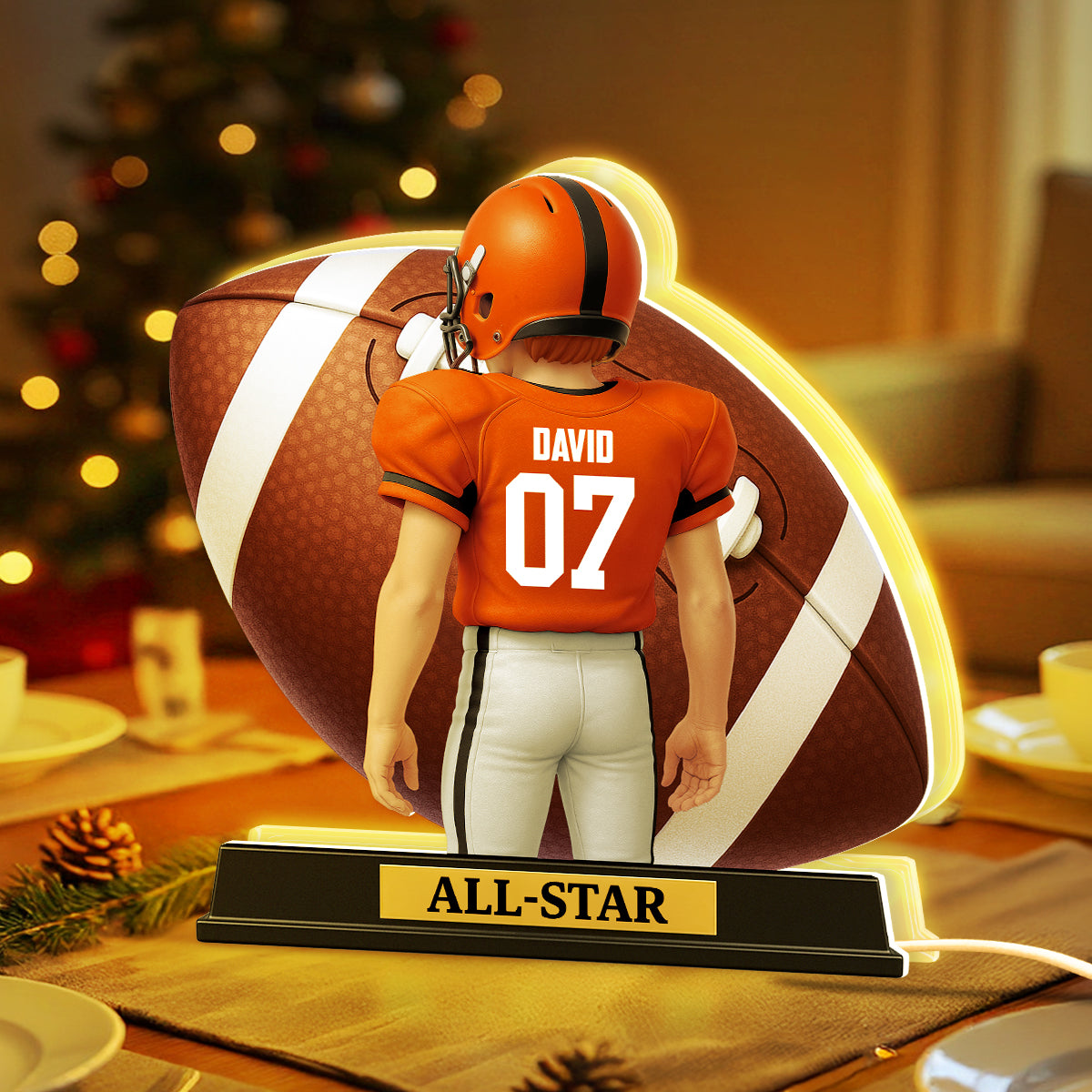 3D Effect Football Teenager Player - Personalized Light Box - Christmas Gift For Teen Boy, Son, Grandson