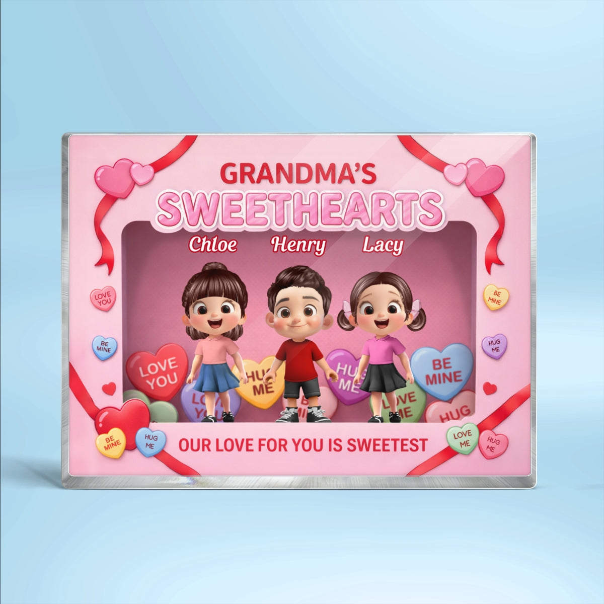 Grandma's Sweethearts Grandkids Toy Box Style 2D Flat - Personalized Acrylic Block Plaque