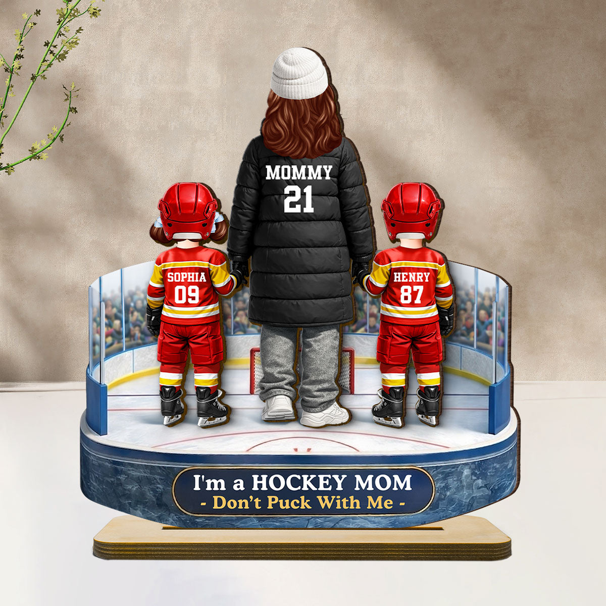 I'm A Hockey Mom Don't Puck With Me - Personalized 2-Layered Wooden Plaque - Gift For Hockey Mom