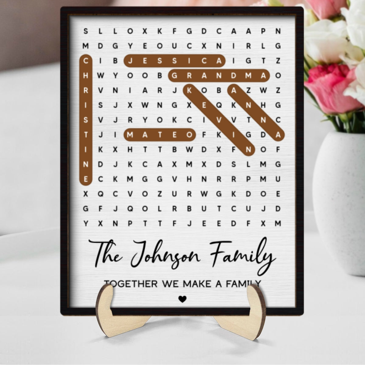 Family Name Word Search Puzzle Created In A Moment, Treasured Forever - Personalized 2-Layered Wooden Plaque