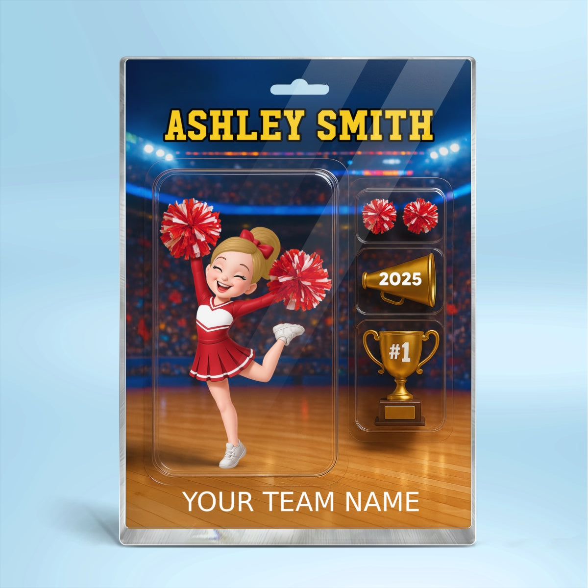 3D Effect Cheerleader Custom Figure Style Christmas - Personalized Acrylic Block Plaque - Christmas Gift For Cheerleaders
