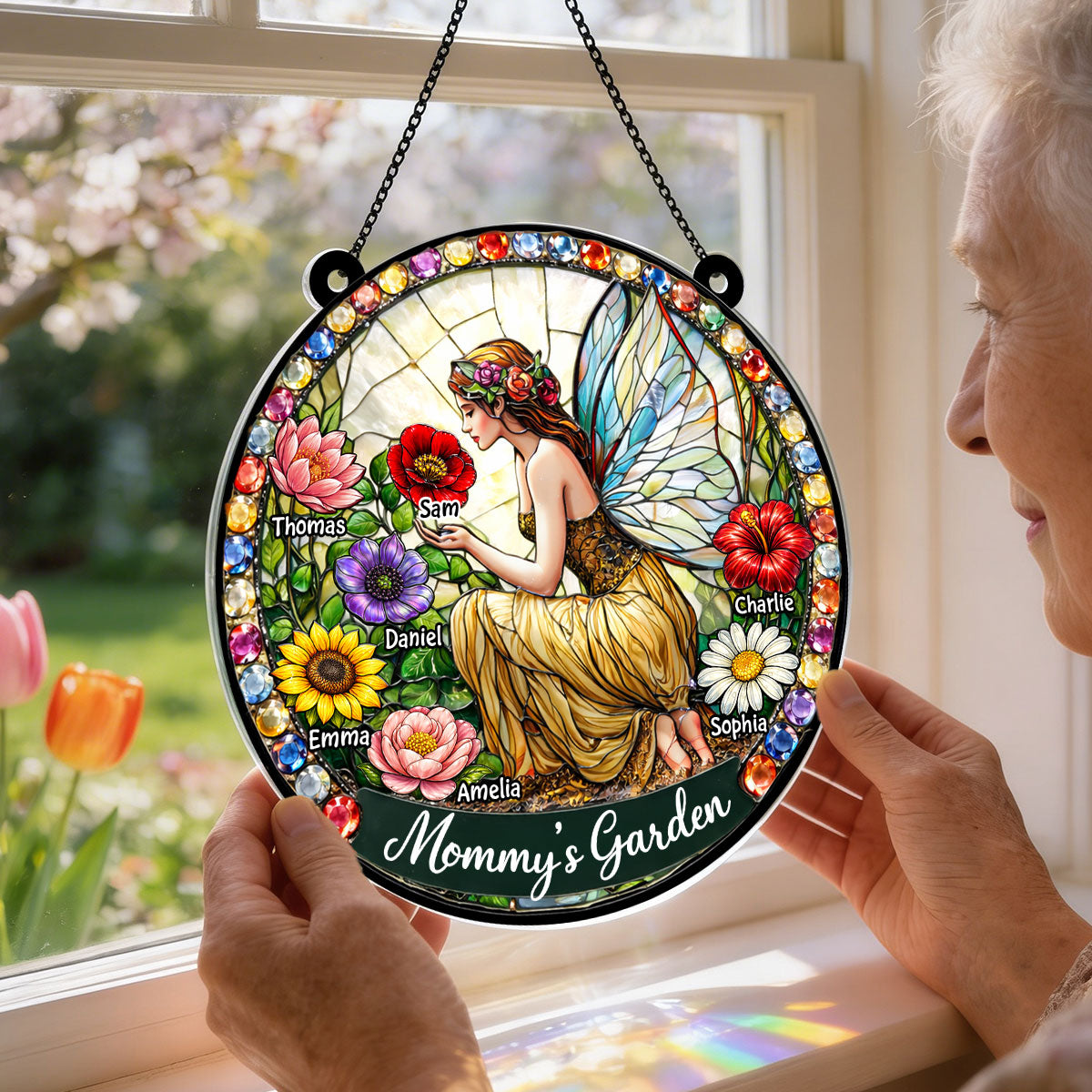 Mommy's Fairy Garden - Personalized Suncatcher - Heartfelt Mother's Day Gift for Grandma, Mom