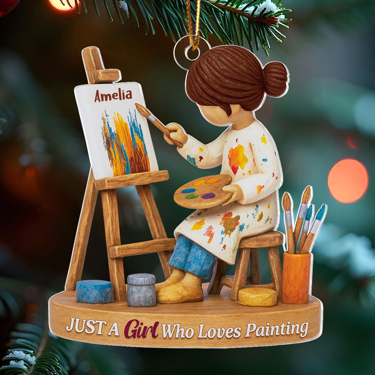 Just A Girl Who Loves Painting - Personalized Acrylic Ornament, Thoughtful Christmas Gift for Artist, Painter, Art Teacher Decor