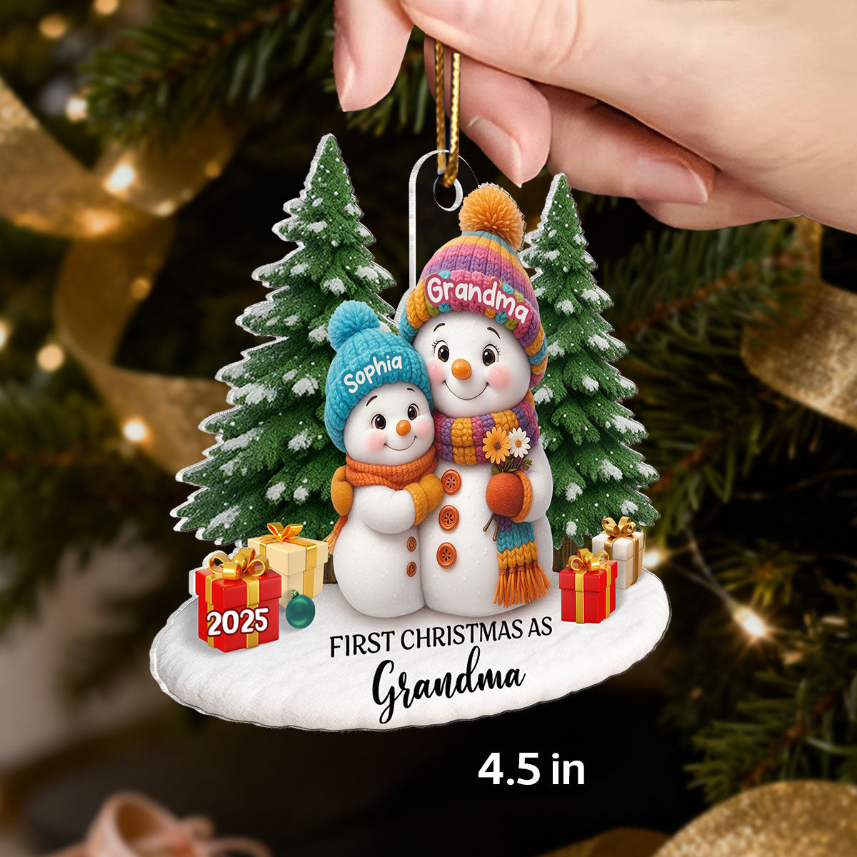 First Christmas As Grandma Mom Big Sister Snowman - Personalized Acrylic Ornament - Christmas Gift for Grandma, Mom, Big Sister