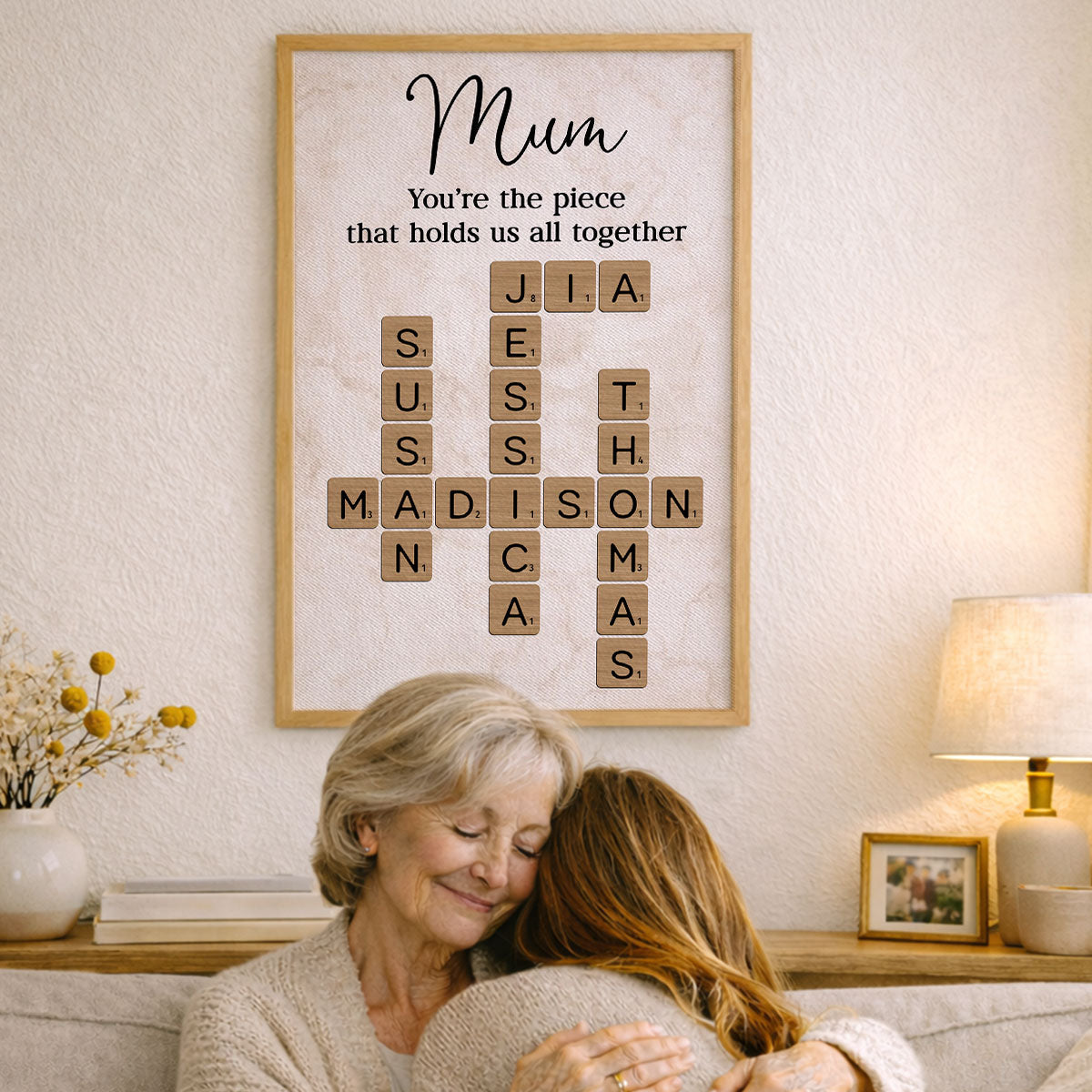 Mum You're The Piece That Holds Us All Together Crossword Art - Personalised Poster - Mother's Day Gift for Mum