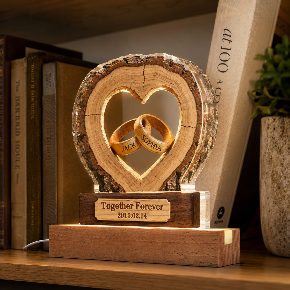 Together Forever Couple Anniversary 2D Flat - Personalized Acrylic Block LED Night Light - Heartfelt Gift for Her, for Him