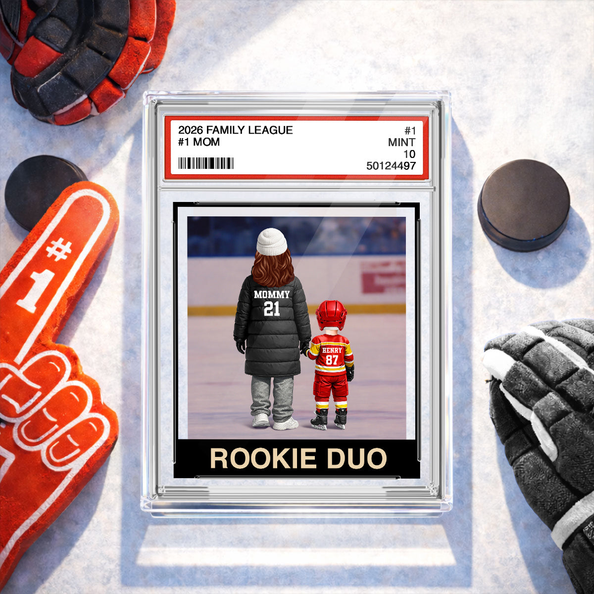 Ice Hockey Mom Kids Trading Card Style - Personalized Acrylic Block Plaque - Gift For Hockey Mom