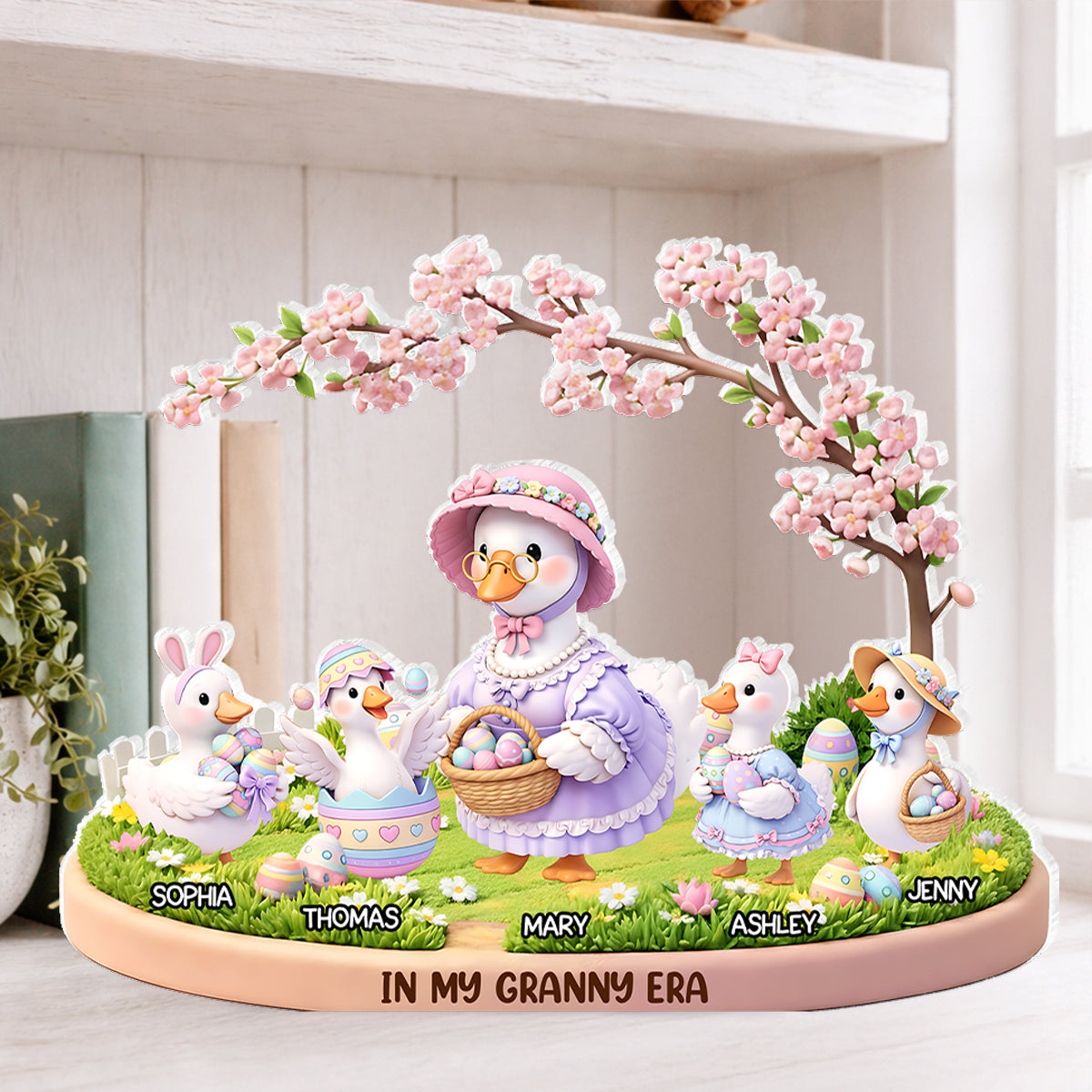 The Egg-cellent Grandkids In Granny Era - Personalized Acrylic Block Plaque - Easter Decor Gift For Grandma
