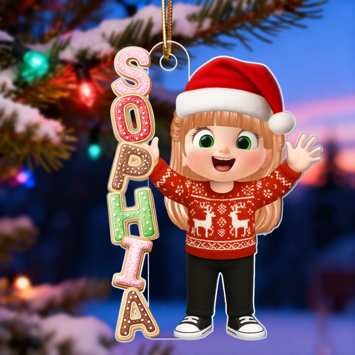 Cookies Alphabet Custom Kid Name - Personalized Acrylic Ornament - Christmas Gift for Kid, Grandkids
