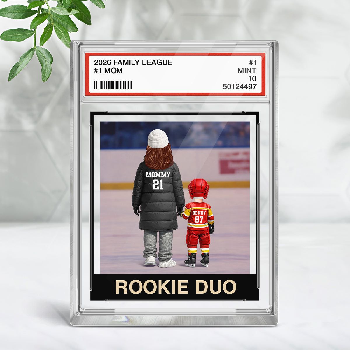 Ice Hockey Mom Kids Trading Card Style - Personalized Acrylic Block Plaque - Gift For Hockey Mom