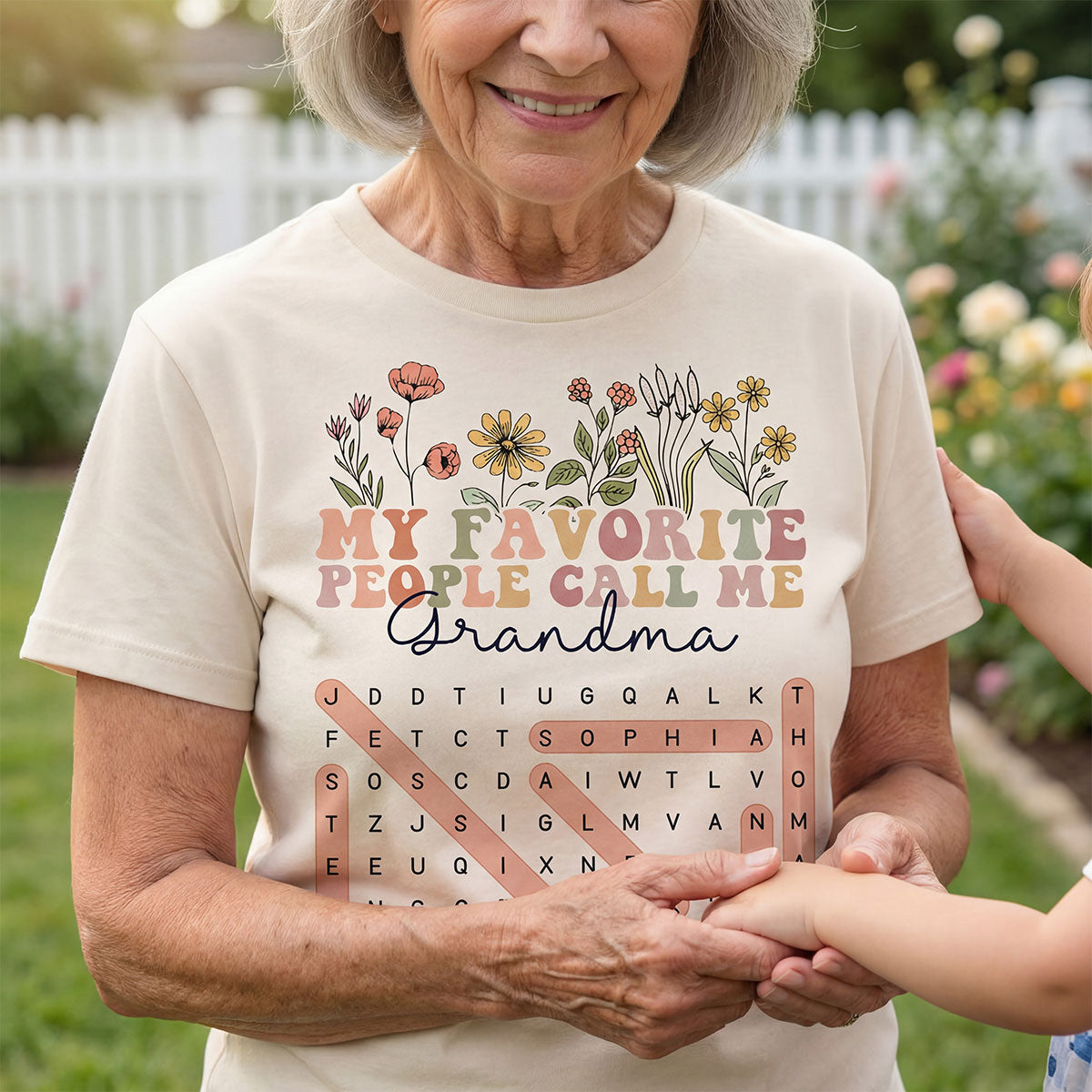My Favorite People Call Me Grandma Floral Word Search Puzzle - Personalized Shirt - Mother's Day Gift For Grandma Mom