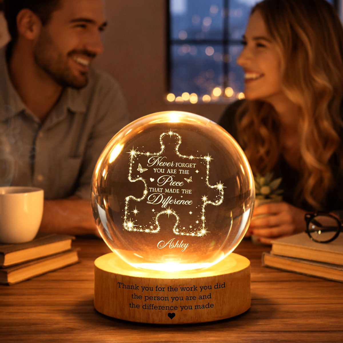 Never Forget The Difference You Make - Personalized Crystal Ball LED Night Light - Thank You Gift for Coworkers, Appreciation Gift, Gift For Teacher, Employee Leaving Gift, Gifts for Mentor