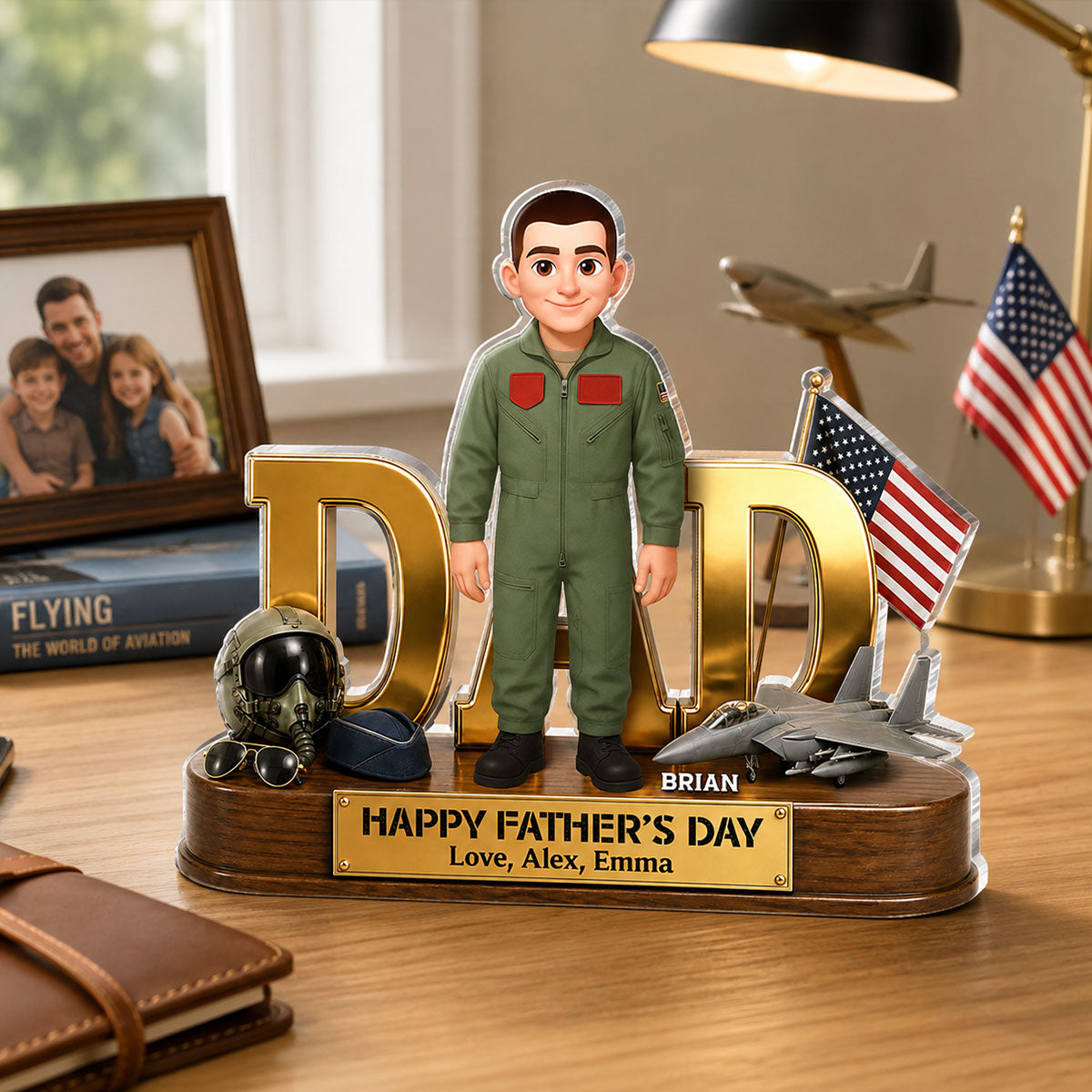 Proud American Air Force Dad You Are Our Hero - Personalized Acrylic Block Plaque -  Gift For Dad
