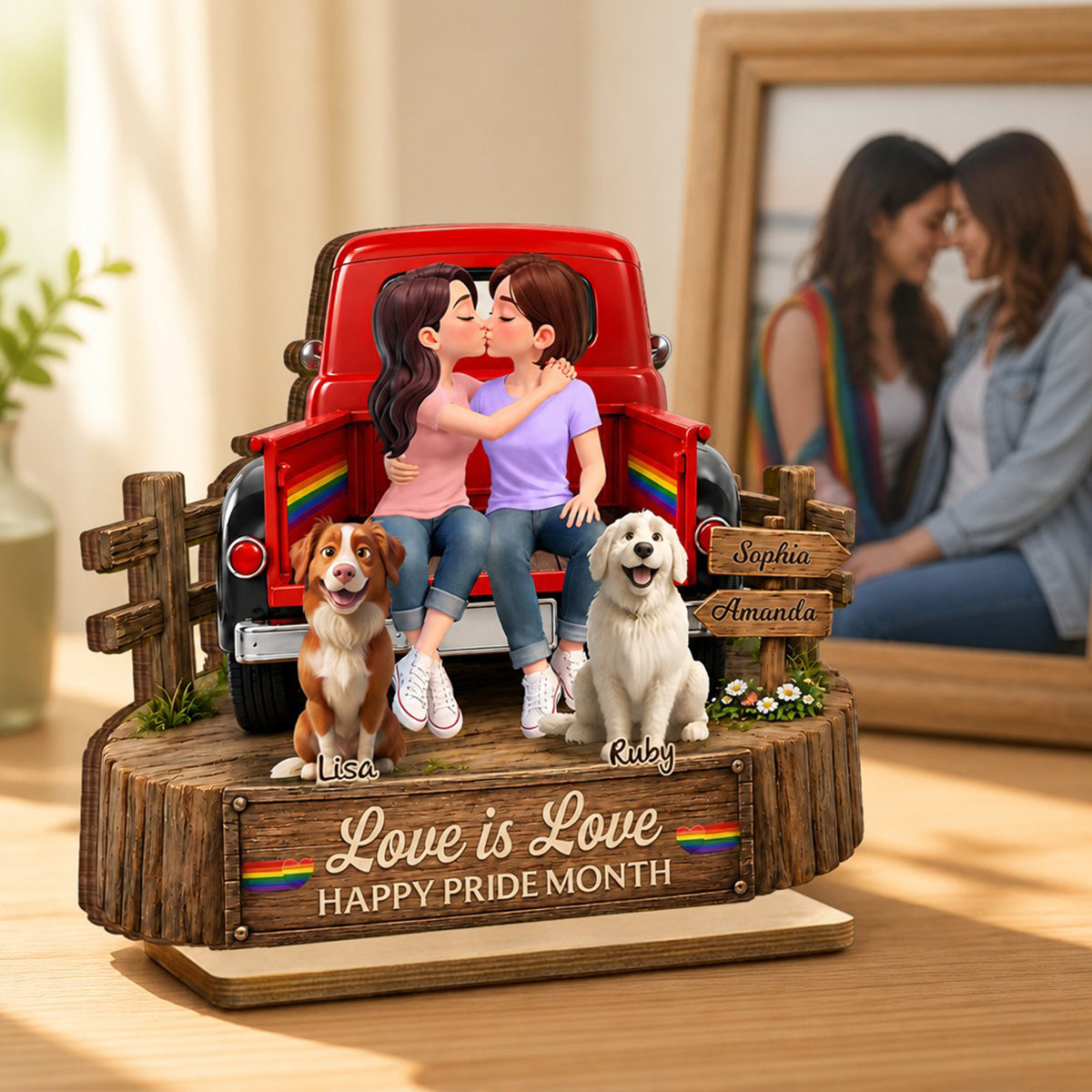 LGBT+ Couple You & Me And The Dogs - Personalized 2-Layered Wooden Plaque - Gift For Couple, Happy Pride Month
