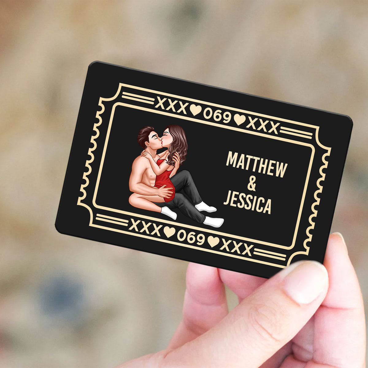Funny Inappropriate Couple Pound Town Ticket - Personalized Metal Wallet Card - Gift For Him, Gift For Her