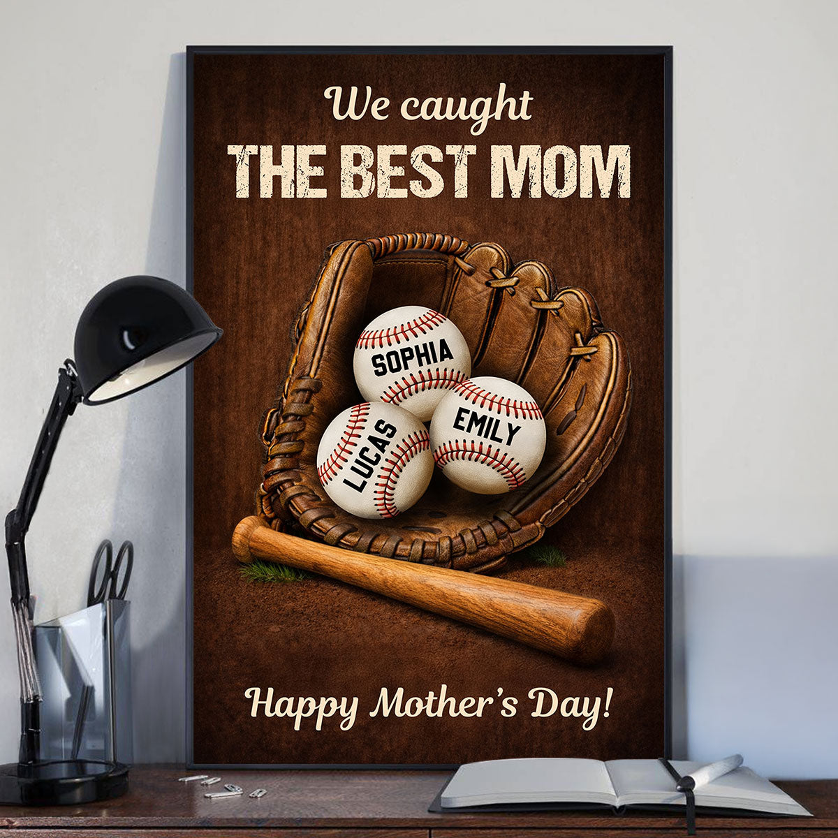 We Caught The Best Mom Baseball Gear- Personalized Poster - Heartfelt Mother's Day Gift for Mom, Wife