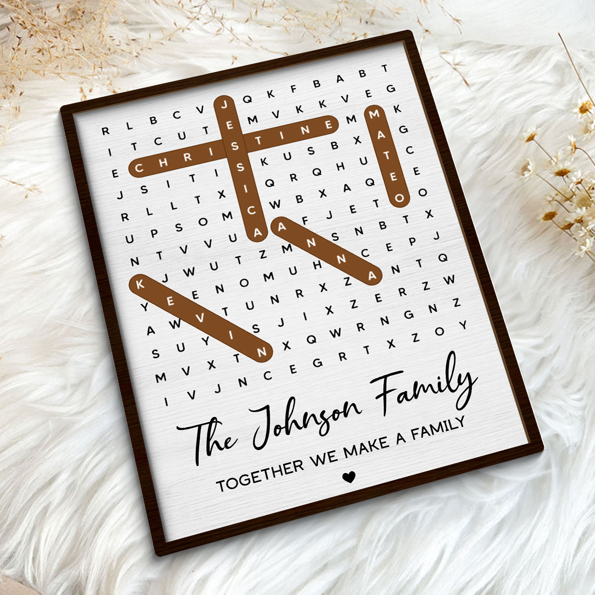 Family Name Word Search Puzzle Created In A Moment, Treasured Forever - Personalized 2-Layered Wooden Plaque