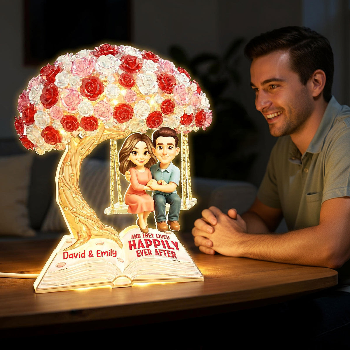 And They Lived Happily Ever After - Personalized Light Box - Valentine's Gift For Him, For Her
