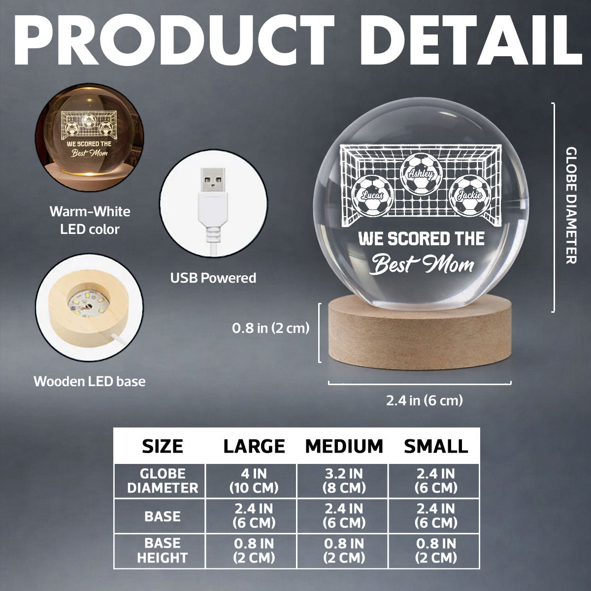 We Scored The Best Mom Soccer Mom - Personalized Crystal Ball - Mother's Day Gift For Soccer Mom, Gift For Wife