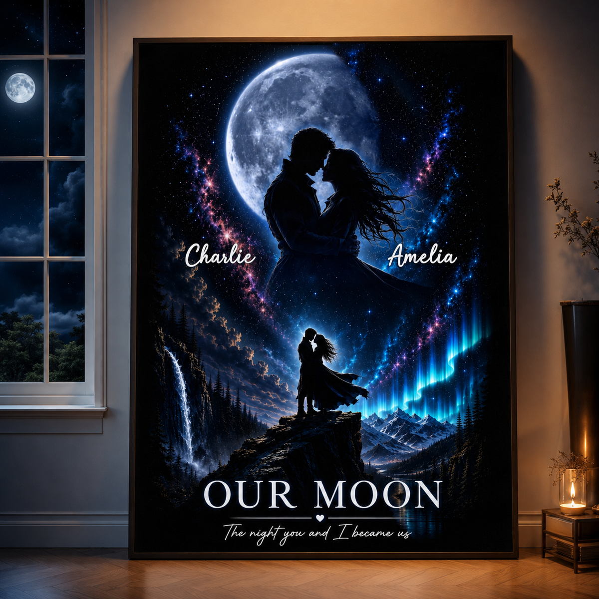 The Night You and I Became Us Custom Moon Phase by Date - Personalized Poster - Anniversary Gift for Her, for Him