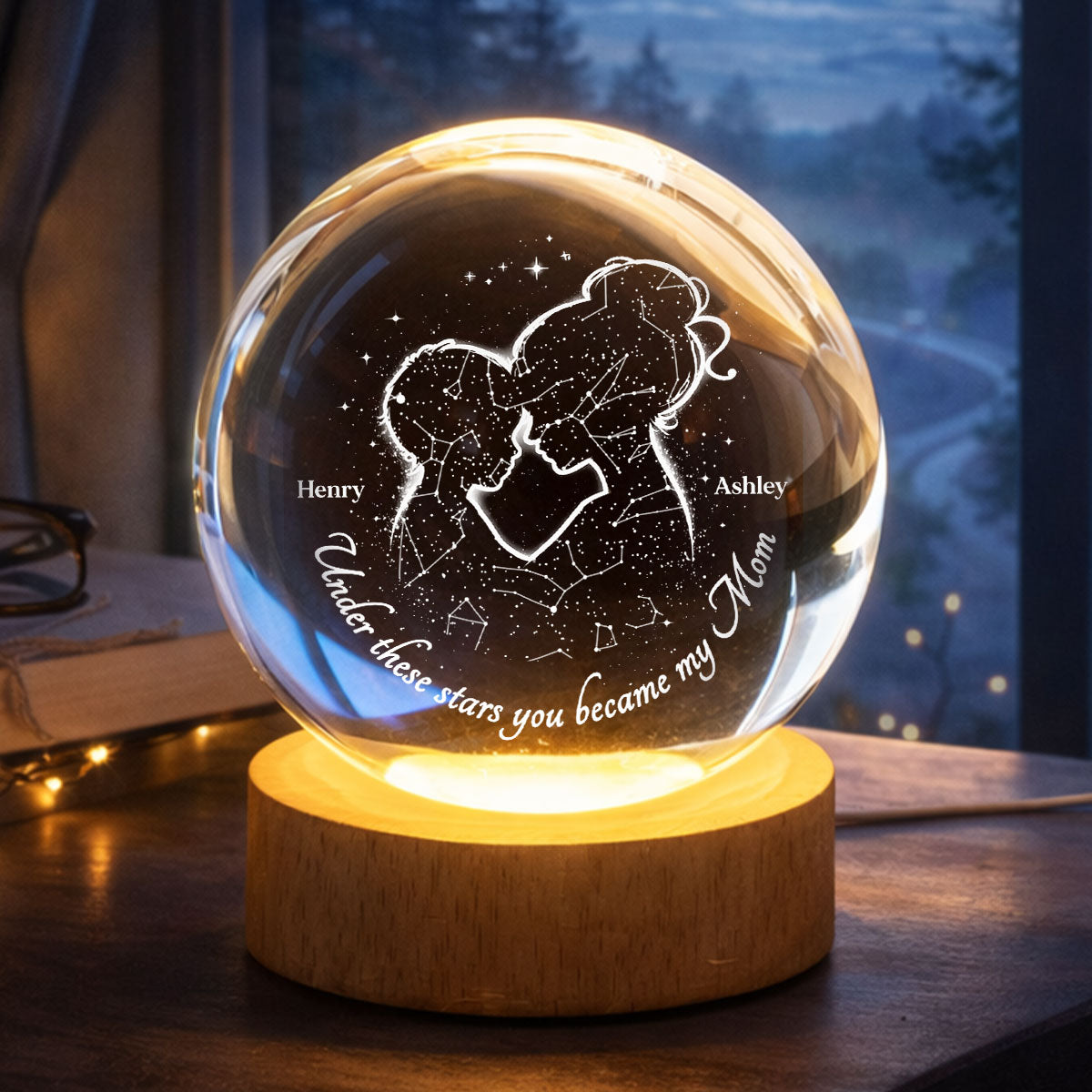 The Night You Became My Mom - Personalized Crystal Ball - Heartfelt Gift For Mom, Grandma