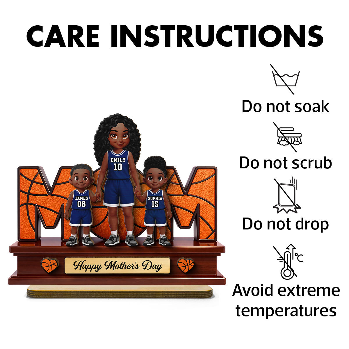 Basketball Best Mom Ever - Personalized 2-Layered Wooden Plaque - Mother's Day Gift For Mom, Wife