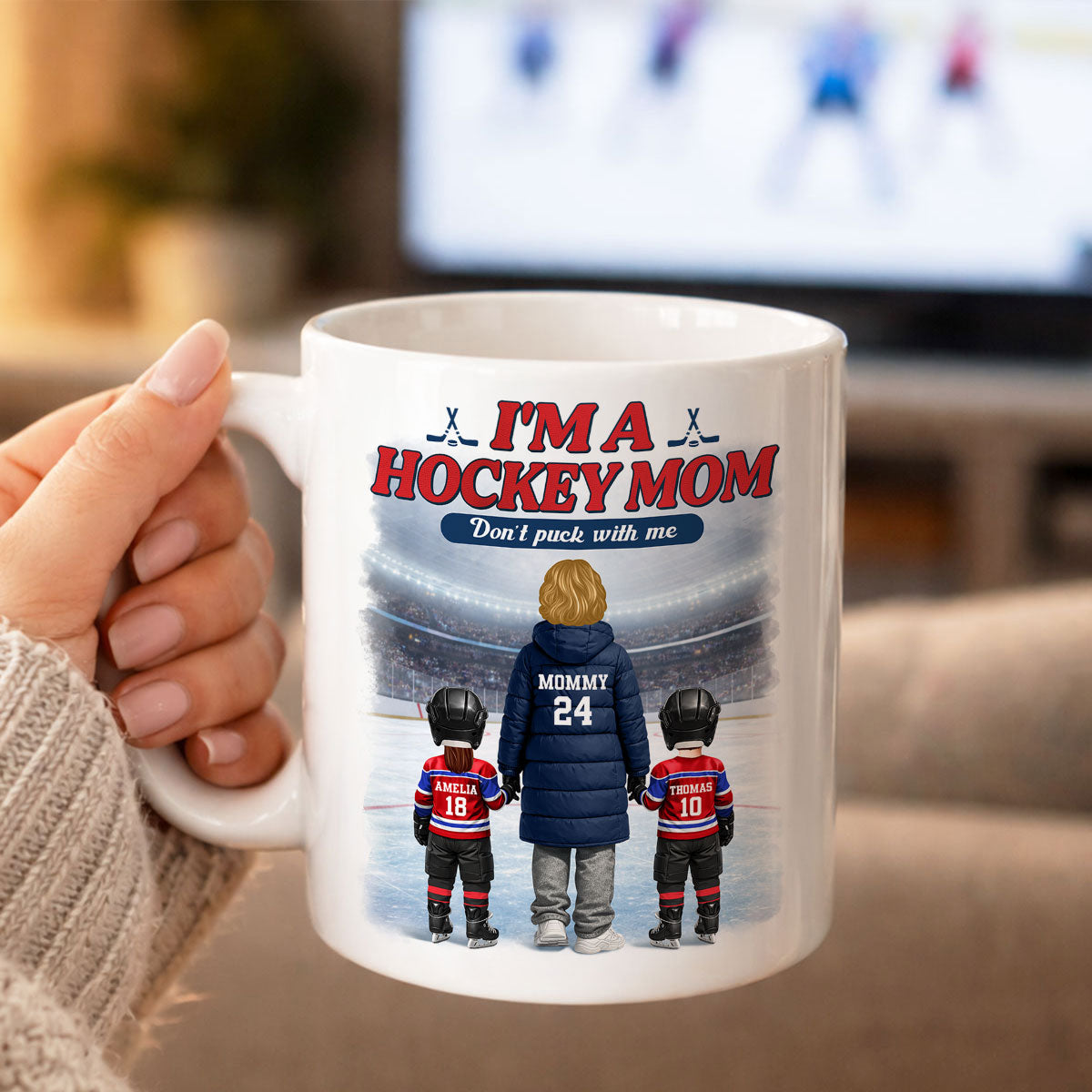 I'm A Hockey Mom And Her Kids - Personalized Mug - Heartfelt Gift For Hockey Mom, Gift For Wife