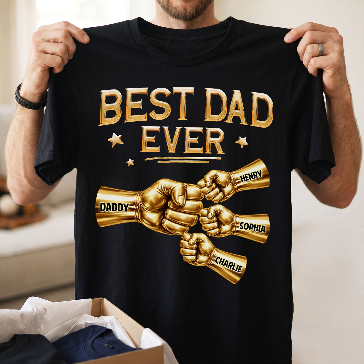 Best Dad Ever Fist Bump - Personalized Shirt - Father's Day Gift For Dad