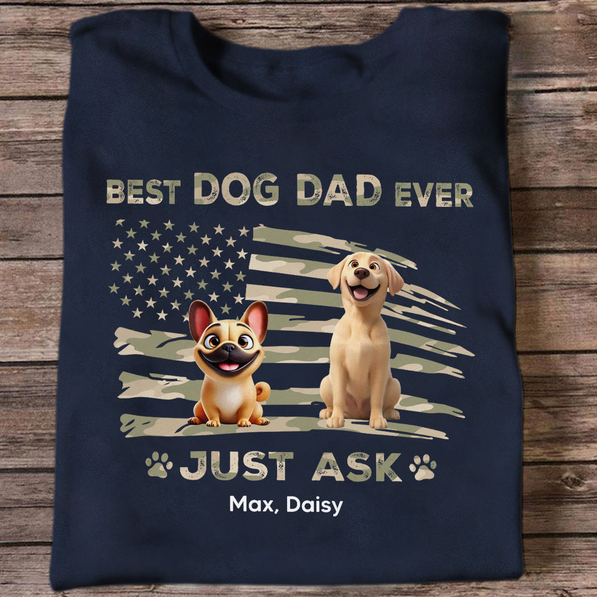 Best Dog Dad Ever Nation Flag - Personalized Shirt - Father's Day Gift For Dog Dad, Patriotic 4th Of July Gift, USA 250th Anniversary
