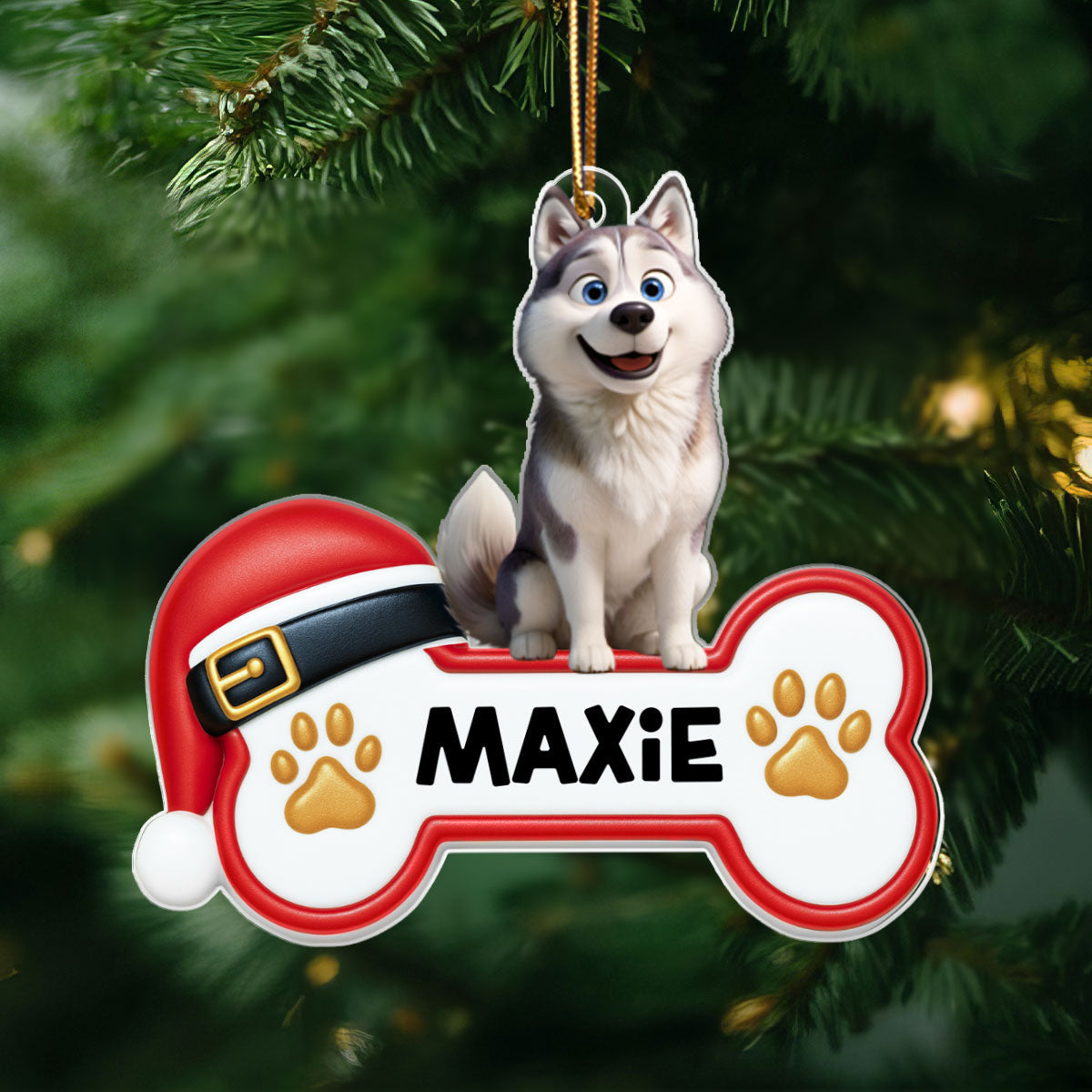 Custom Paw Cute Cartoon Dog - Personalized Acrylic Ornament - Christmas Gift for Dog Moms, Dog Dads