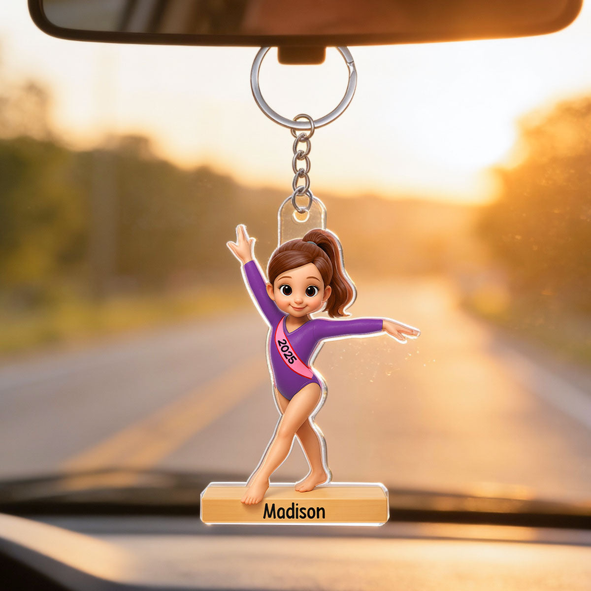 Gymnastic Girl 3D Effect - Personalized Acrylic Keychain - Custom Keyrings, Name Tags
