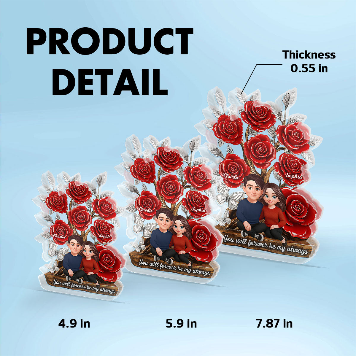 Eternal Love Timeless Roses Tree Couple Together - Personalized Acrylic Block Plaque - Valentine's Day Gift For Couple, Gift For Her, For Him