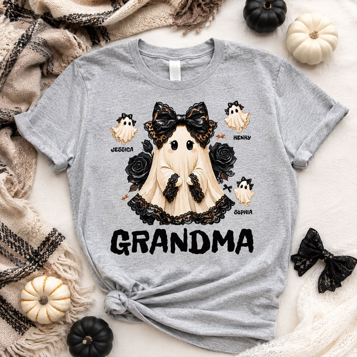 Trendy Boo Grandma Halloween - Personalized Shirt - Gift For Grandma, Nana