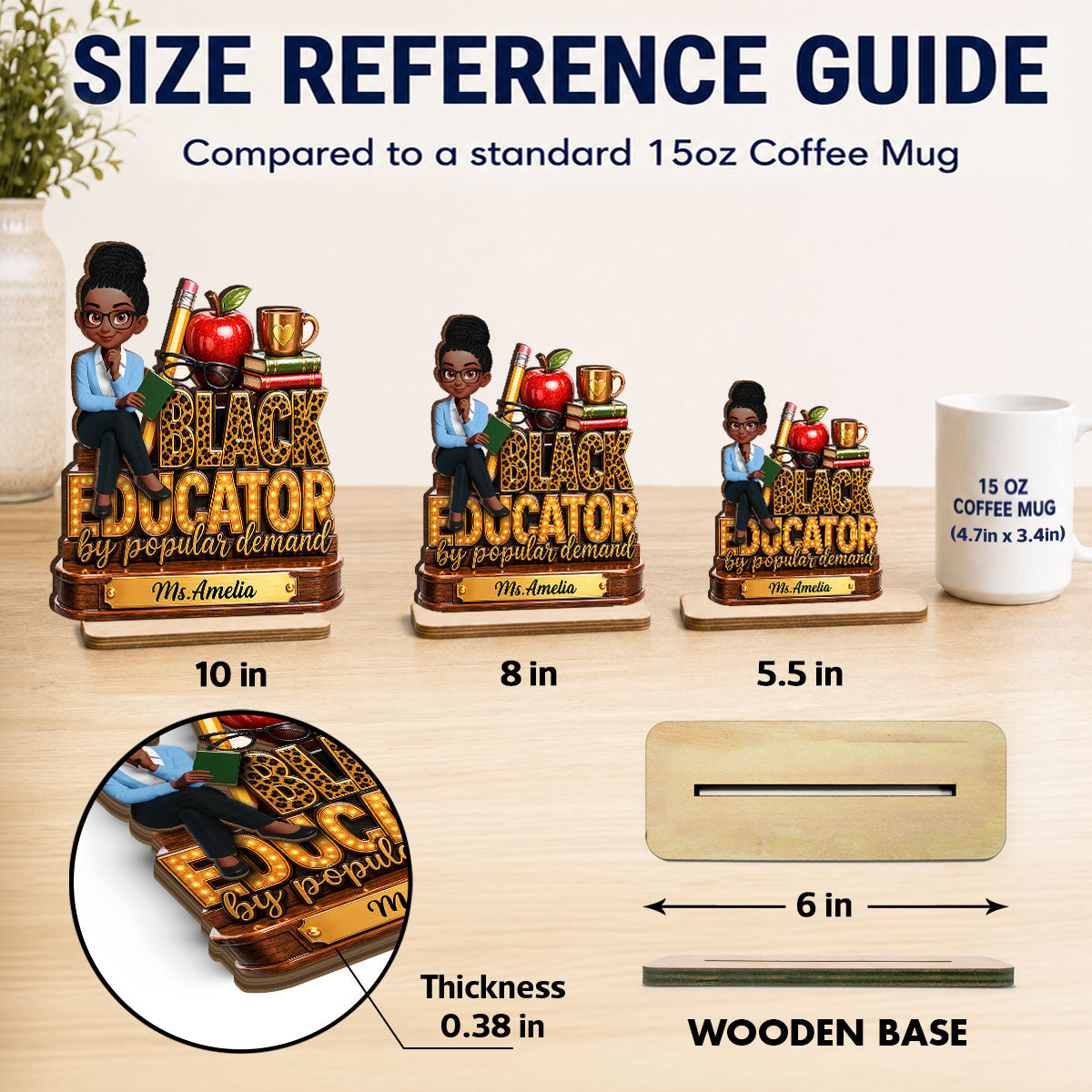 Black Educator by Popular Demand - Personalized 2-Layered Wooden Plaque - Back to School Decor for Teacher