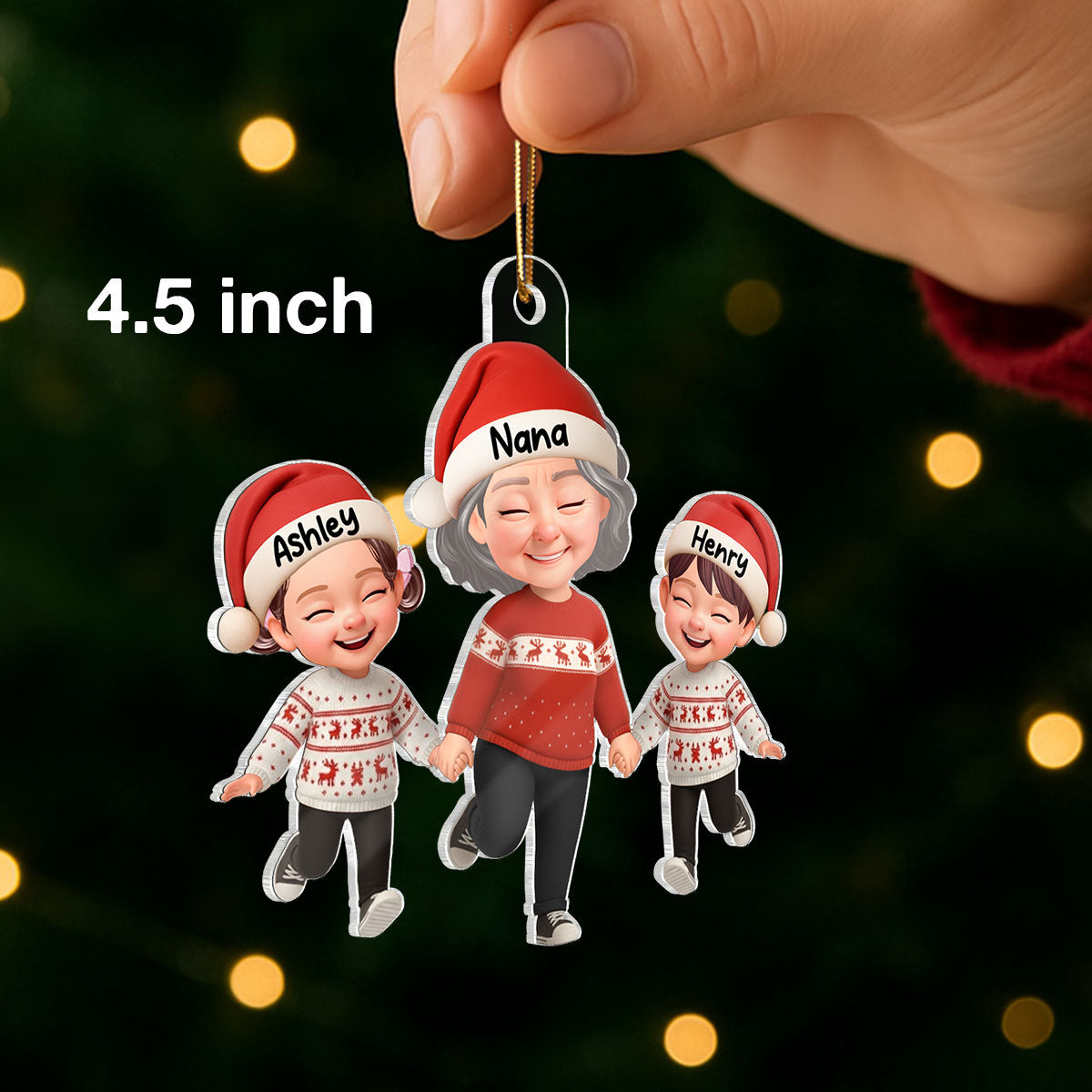 Happy Grandma Grandkids 3D Effect - Personalized Acrylic Ornament - Sentimental Gift for Grandkid